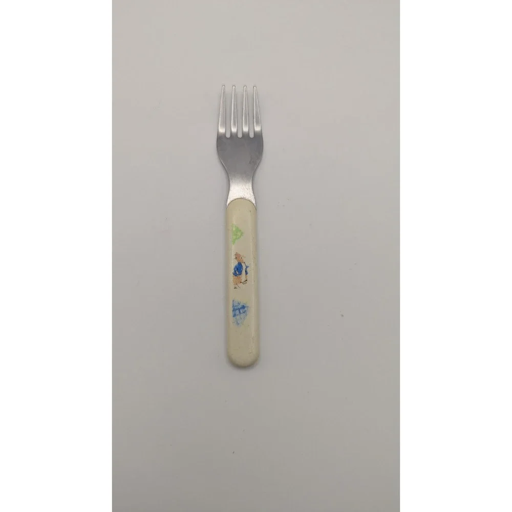 Vintage Peter‎ Rabbit Beatrix Potter Child Toddler Fork Stainless Steel Cream